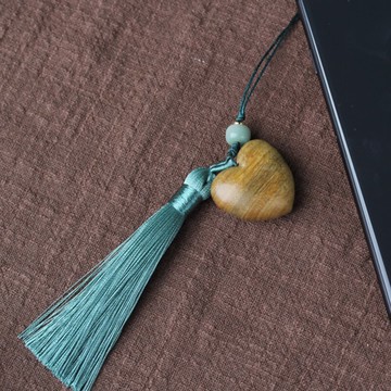 一顆小愛心手機鏈綠檀木手把件手機掛件可愛簡約飾品包包鑰匙掛飾