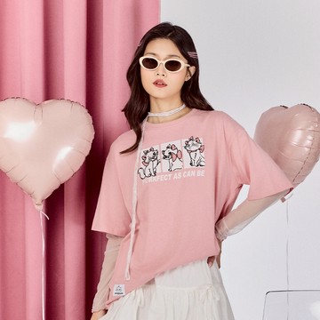 CACO-瑪麗貓落肩寬版上衣‧親子款(二色)-女【J2DI019】