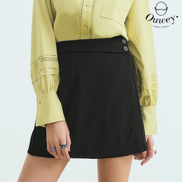 OUWEY歐薇 小女人活片剪接短褲裙(黑色；S-L)3233432406