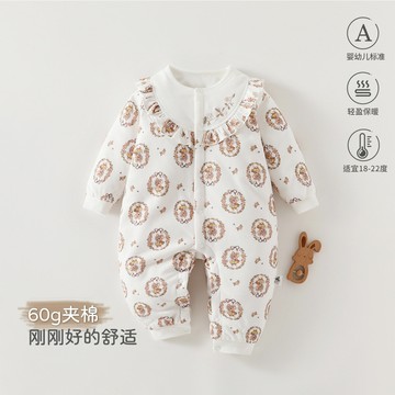 寶寶衣服夾棉連體衣秋冬季保暖加厚棉服嬰幼兒公主哈衣外出爬服鑫弘-萌寶童裝可開發票