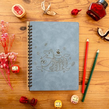 NEW ! 2026  A5 抽取式仿皮革活頁筆記本-江雪 馬上有錢-夜幕藍