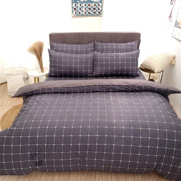 lust軍艦黑格 100%純棉單人3.5尺精梳棉床包/枕套組 (不含被套)台灣製