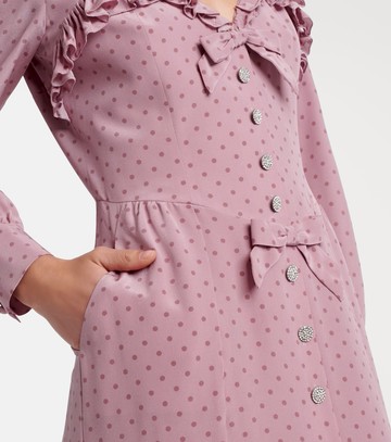 Alessandra Rich Polka-dot ruffled silk midi dress