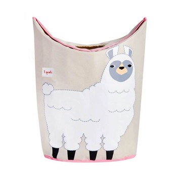 3 sprouts 洗衣籃 羊駝 超大容量動物造型 童趣外觀 圓形開口 可折疊  高47 x 寬55 x 深27cm