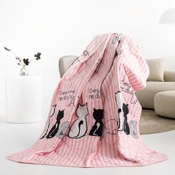 Blue Cat 藍貓 石墨烯印花涼被 3M吸濕排汗加工處理  195 x 150cm  天生一對