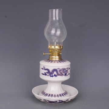 民國粉彩龍紋煤油燈老貨包老中式家居用品擺件影視道具古玩瓷器1入