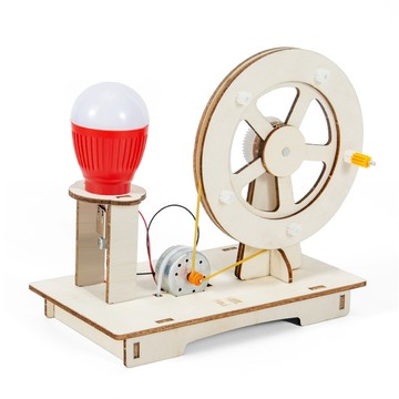 「雙成教具」科學實驗手搖發電機兒童diy木質物理學校教具科技小製作科教前沿