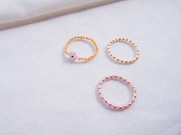 串珠戒指 三件組 【 pink 】