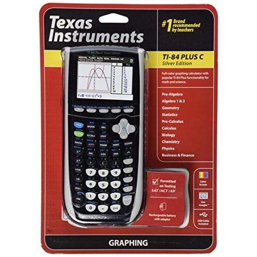 Texas Instruments TI-84 Plus C Silver Edition Graphing Calculator, Bla