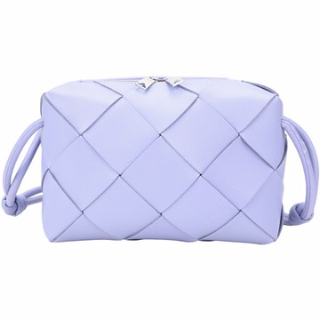 BV BOTTEGA VENETA 寶緹嘉  Cassette 小款 BV小羊皮大格編織斜背包(紫藤色)