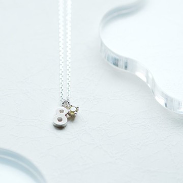 數字 & 8月誕生石 橄欖石 項鍊 925銀