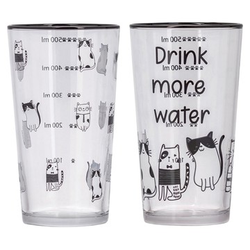 LCW HOME 黑白貓咪玻璃杯2件組 570ml  1組  黑白貓咪