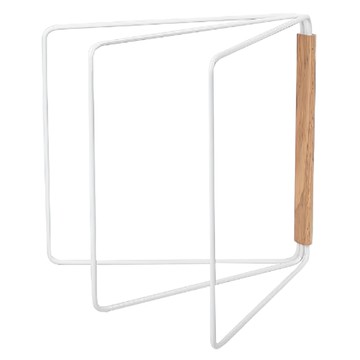 Homely Zakka 日式簡約鐵藝木質摺疊抹布架/毛巾架 桌面安裝 廚房收納  1個  27 x 2.2 x 26.5cm  白色