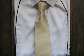 卡其色暗紋字母刺繡領帶休閒商務正裝禮盒necktie