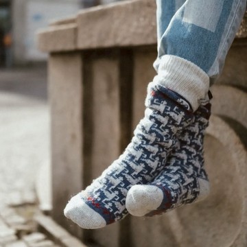 瑞典Ojbro Vantfabrik 經典膝下長筒羊毛襪 圓舞系列 湖水藍 - Medium 24至26 cm