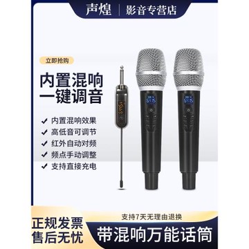 萬能無線話筒一拖二家用ktv專用k歌充電麥克風帶混響唱歌音響通用