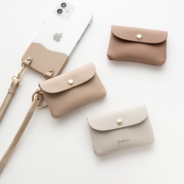 迷你多功能收納包 【縮紋皮革】 可刻印名字 本革 姬路皮革 小物收納 附卡夾 贈禮 禮品 HW07K