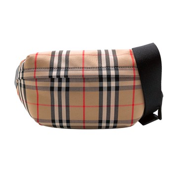 BURBERRY Vintage 格紋拉鍊腰包(8010430-卡其)