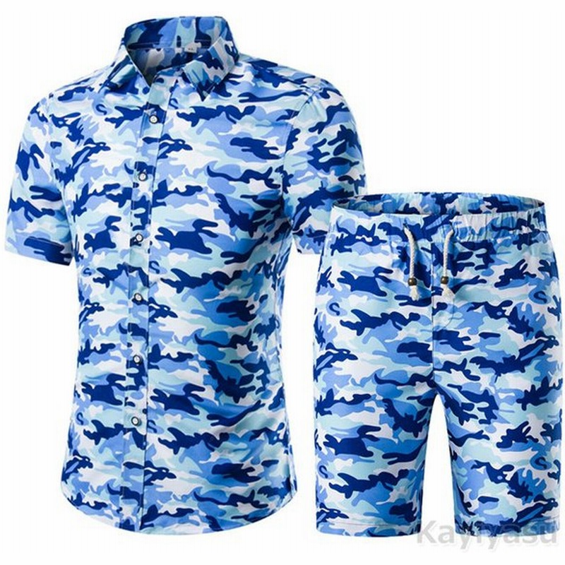 アロハシャツ ショートパンツ 上下セットアップ購入可 迷彩 メンズ 夏コーデ カジュアルシャツ 半袖 サマーウエア ハーフパンツ おしゃれ 短パン トップス 通販 Lineポイント最大get Lineショッピング