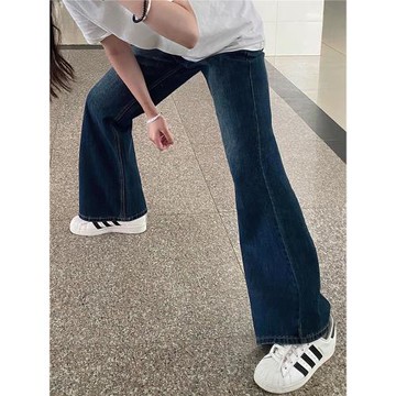 梨形身材微喇牛仔褲女夏季新款胖妹妹mm高腰寬松顯瘦直筒闊腿長褲