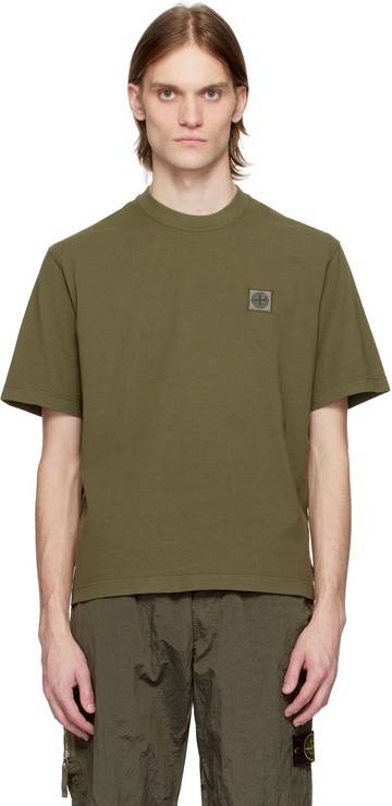 Stone Island 绿色 Combed Organic Cotton Jersey T 恤
