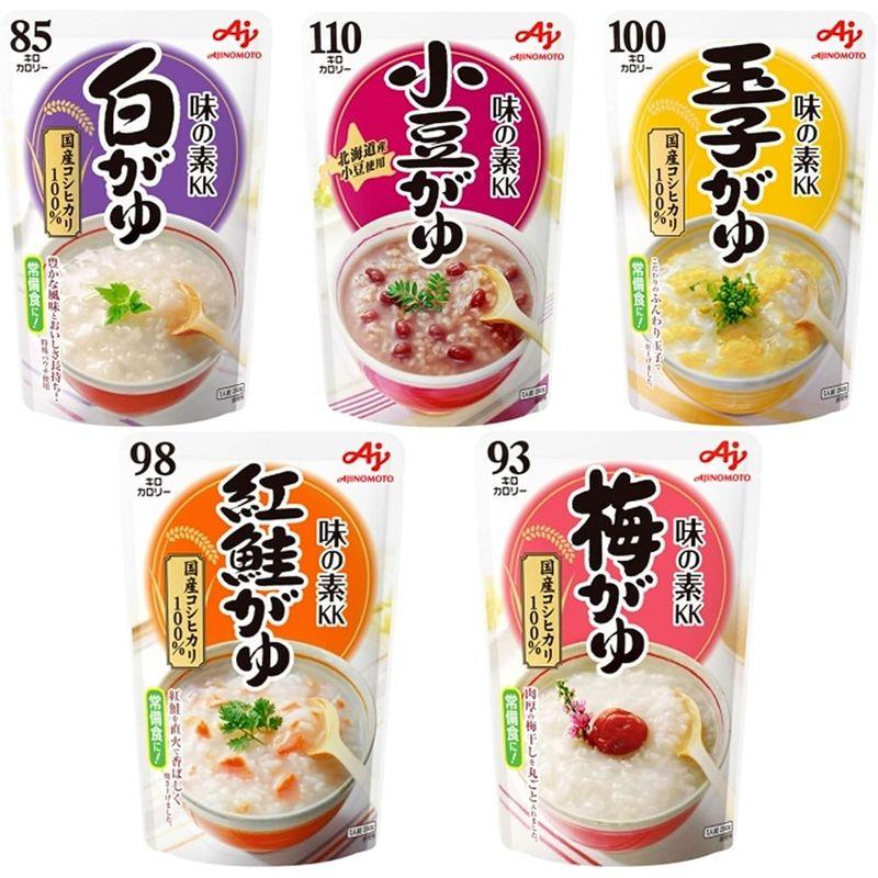 味の素KK おかゆ 白がゆ250g、玉子がゆ250g、小豆がゆ250g、梅がゆ250g、紅鮭がゆ250g 5種アソート 各1個セット