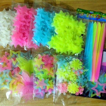 夜光貼星星墻貼臥室兒童少女房間裝飾品3d立體墻貼熒光貼墻面裝飾