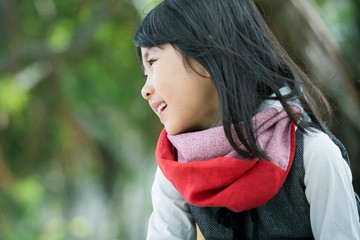 紅色 兒童圍脖 微涼春秋薄款 保加利亞純棉紡織布料 / 圍巾