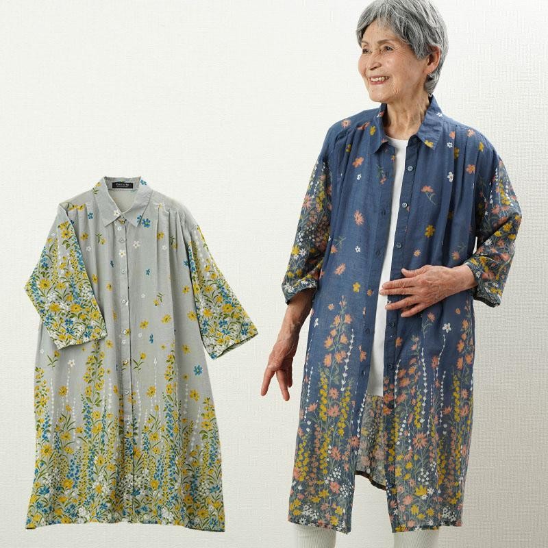 シニア服 80代 70代 レディース 婦人服 高齢者 おばあちゃん 綿100% 花