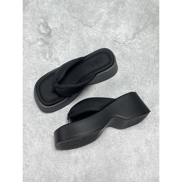 松糕厚底拖鞋女外穿2025年夏季夾趾新款休閑增高小個子粗跟涼拖鞋