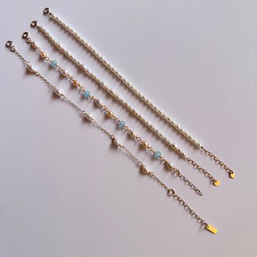 聖誕禮物 天然珍珠與宝石設計手鏈系列