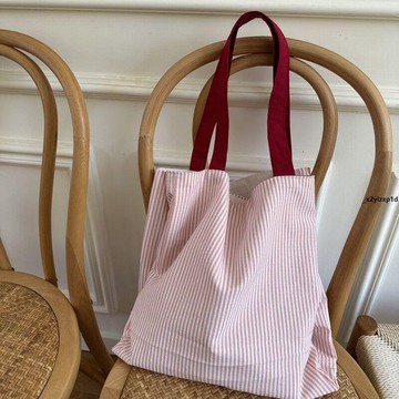 手提包 肩背包 格子日系帆布包女新款單肩包學生手提帆布袋百搭購物手拎布包