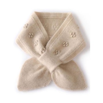 設計感！100%純羊絨圍脖女百搭小圍巾秋冬季假領子學生穿孔小領巾