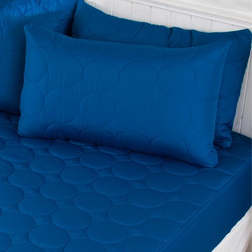 LoveCity 寢城之戀 台灣製 圓彩 防塵防汙 舖棉保潔枕套(深藍/枕套1對)  深藍色  45 x 75cm  1入