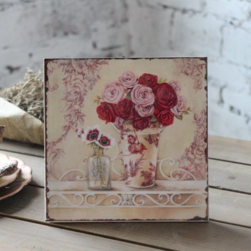 法式花朵杯墊 陶瓷裝飾墊 花朵 花鳥 動物 風景 油畫1入