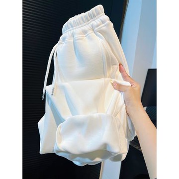 慵懶運動衛褲女春秋薄款休閑2025新款韓版白色束腳哈倫褲松緊腰褲