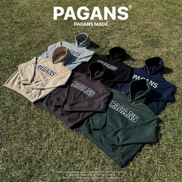【PAGANS STORE】品牌 自主 定番 美式 重磅 立體 貼布繡 刺繡LOGO 寬版 舒絨棉 長袖 帽Tee