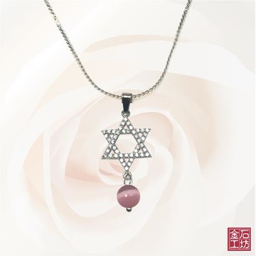 【金石工坊】幸運星星貓眼石閃鑽項鍊