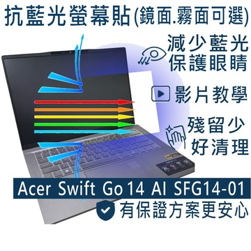 EZstick ACER Swift Go 14 AI SFG14-01 防藍光螢幕貼 抗藍光 (14吋寬)