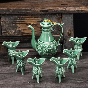 仿古陶瓷酒具酒杯套裝家用復古風酒樽中式酒盞酒壺小酒盅帝王爵杯