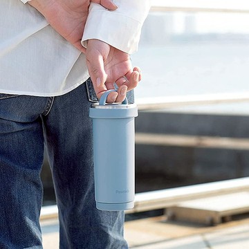 【孔雀Peacock】400ML 保冷杯/保溫杯/咖啡杯 (可手提) -煙藍