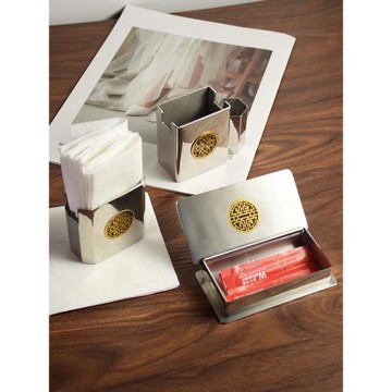 中式輕奢銀色 小紙盒長方形牙簽盒 牙簽筒牙簽杯牙線收納盒不銹鋼