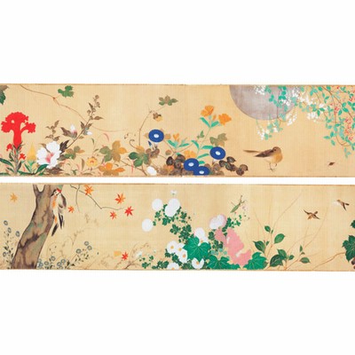 酒井抱一12ヶ月花鳥図　四季四幅（春　夏　秋　冬）NO88 定価432000円 酒井抱一12ヶ月花鳥図 四季四幅（春 夏 秋 冬）NO88 定価432000