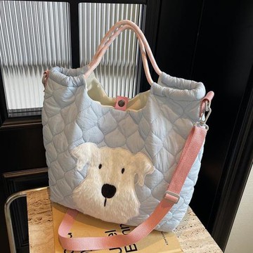 西高地托特包女2025卡通女學生手提通勤上課包高顏值菱格斜挎大包