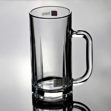 麗尊直身條紋透明玻璃啤酒把杯扎啤杯牛奶杯帶把手茶杯水杯