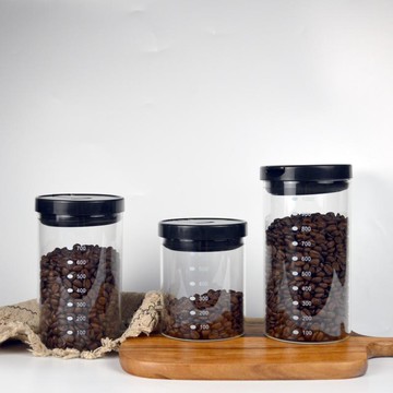 刻度密封罐玻璃瓶子咖啡豆存儲物罐茶葉罐收納零食糖五谷干果防潮
