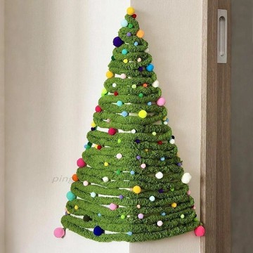 🎁節日新品🎁DIY聖誕樹 裝扮道具 創意手工禮物 牆角毛線聖誕樹綠色diy尾巴超粗聖誕節居家氛圍佈置