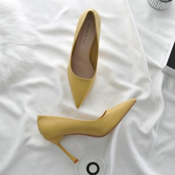黃色高跟鞋女2025年新款氣質女神范秋天ins仙網紅淺口尖頭單鞋9cm