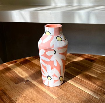 橘底雛菊甕型高花器