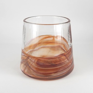 棕色旋流杯-山形 手作玻璃杯 純手工吹製